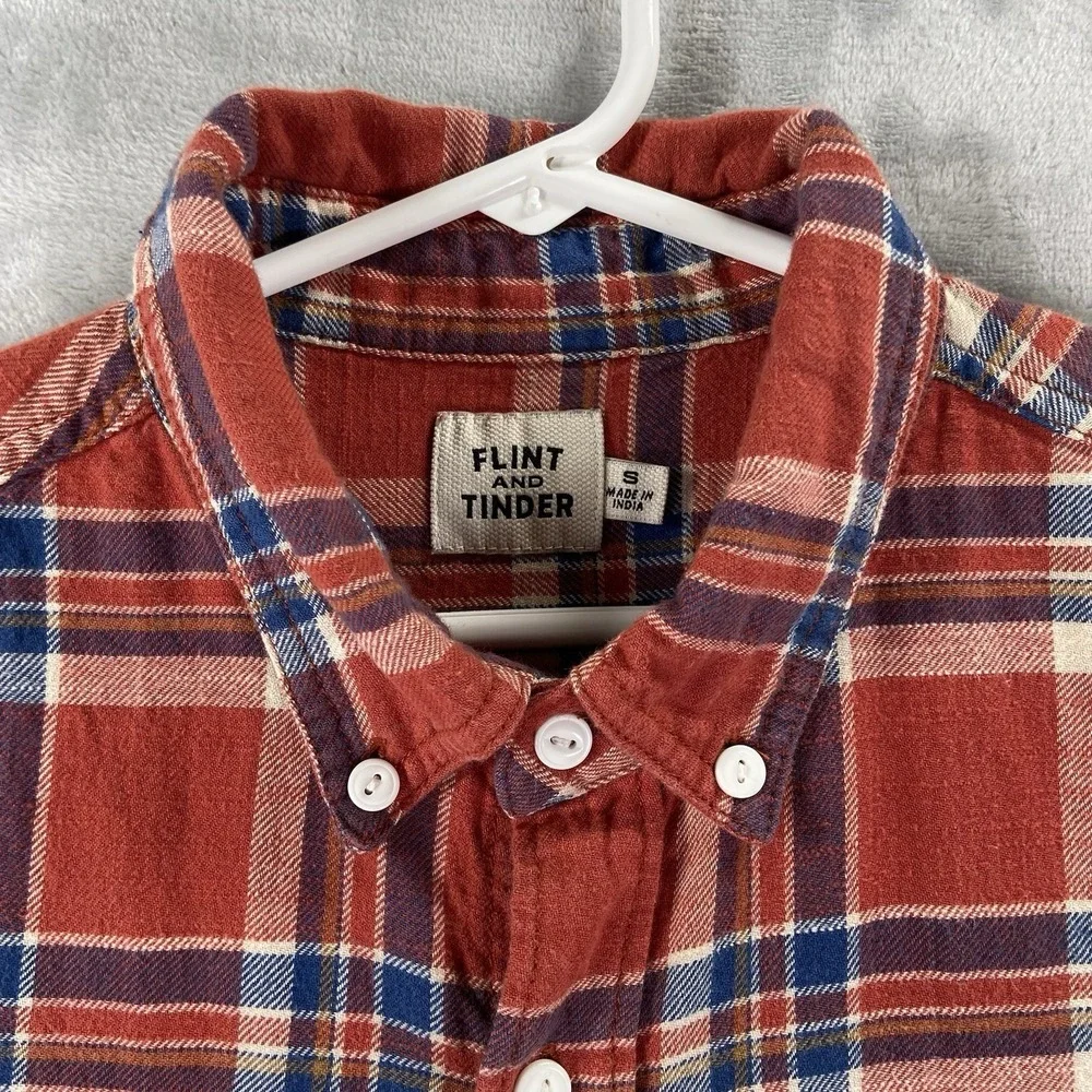 Flint and Tinder Shirt Mens Small Flannel Button Down Huckberry Plaid Cotton